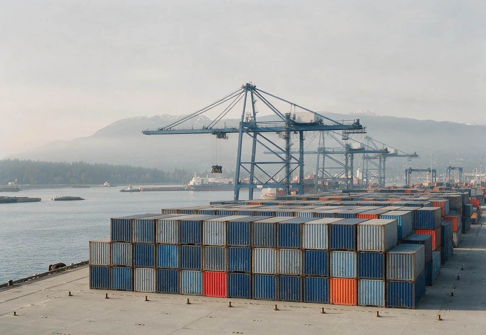 Stacked shipping containers at a container terminal